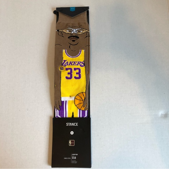 STANCE Los Angeles Lakers Kareem Crew Socks Large 558 Basketball Abdul Men NBA - Picture 2 of 7